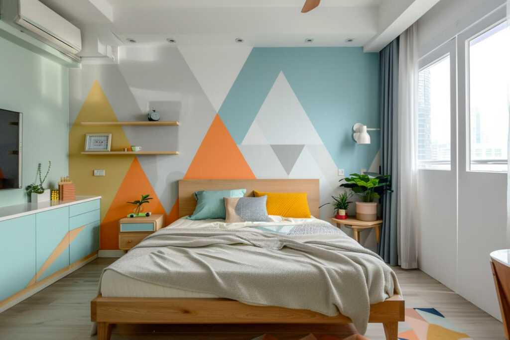 peinture mur triangle