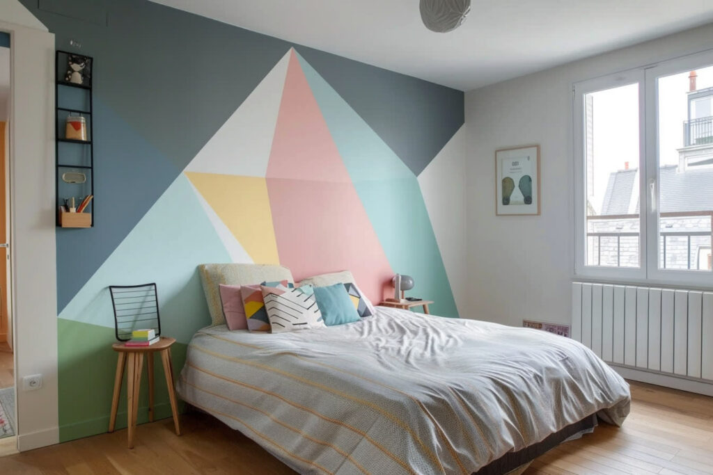 peinture mur triangle